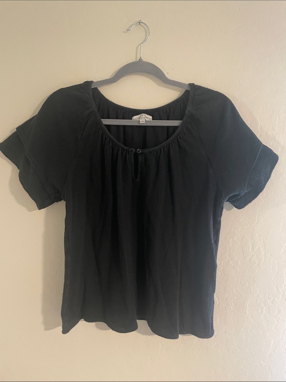 Madewell Black Short-Sleeve Scoop Neck Blouse